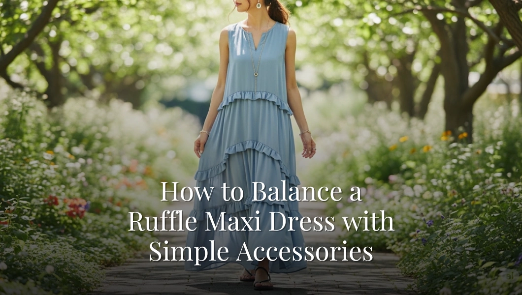 How to Balance a Ruffle Maxi Dress with Simple Accessories