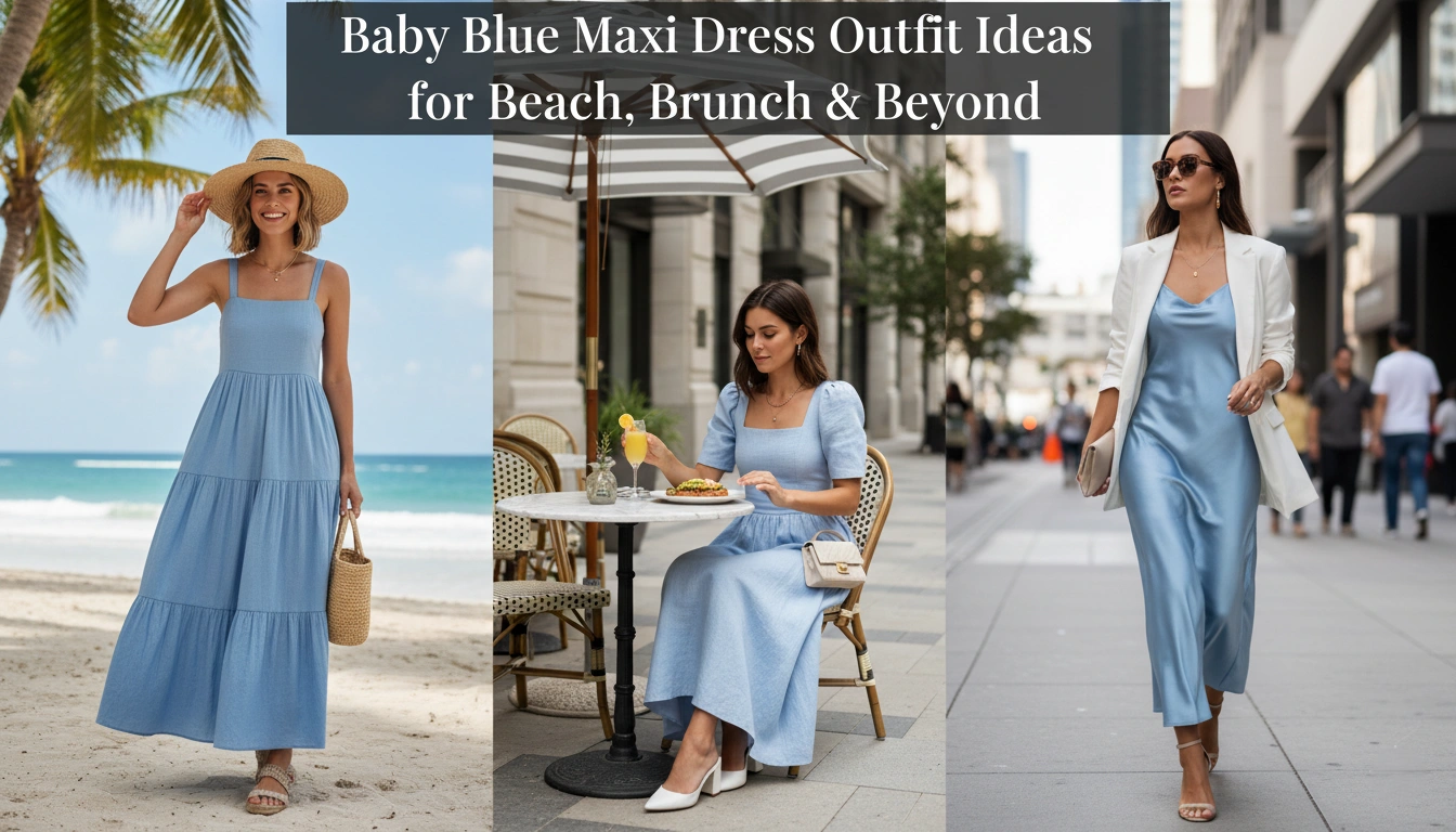 Baby Blue Maxi Dress Outfit Ideas