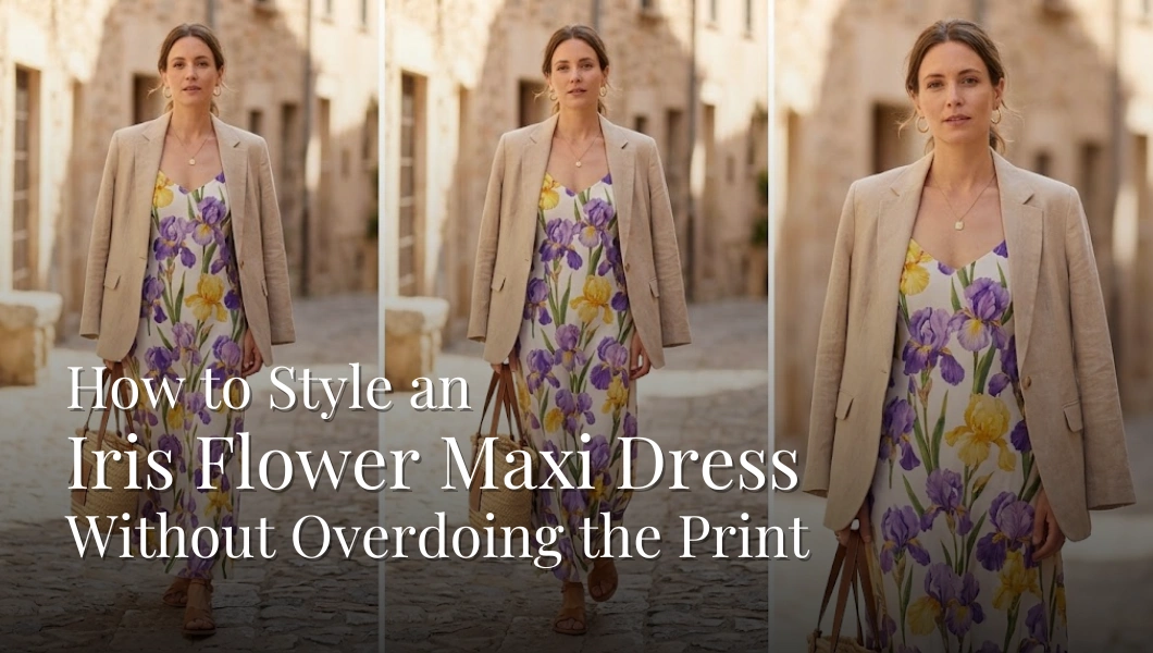 How to Style an Iris Flower Maxi Dress